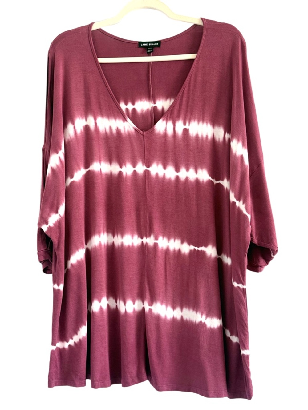 Lane Bryant Pink and White Tie-Dye Cold-Shoulder Tunic 14/16